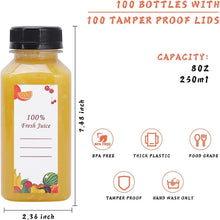 Load image into Gallery viewer, 8 oz Lightweight Clear Plastic Juice Bottles - Perfect for DIY Beverages