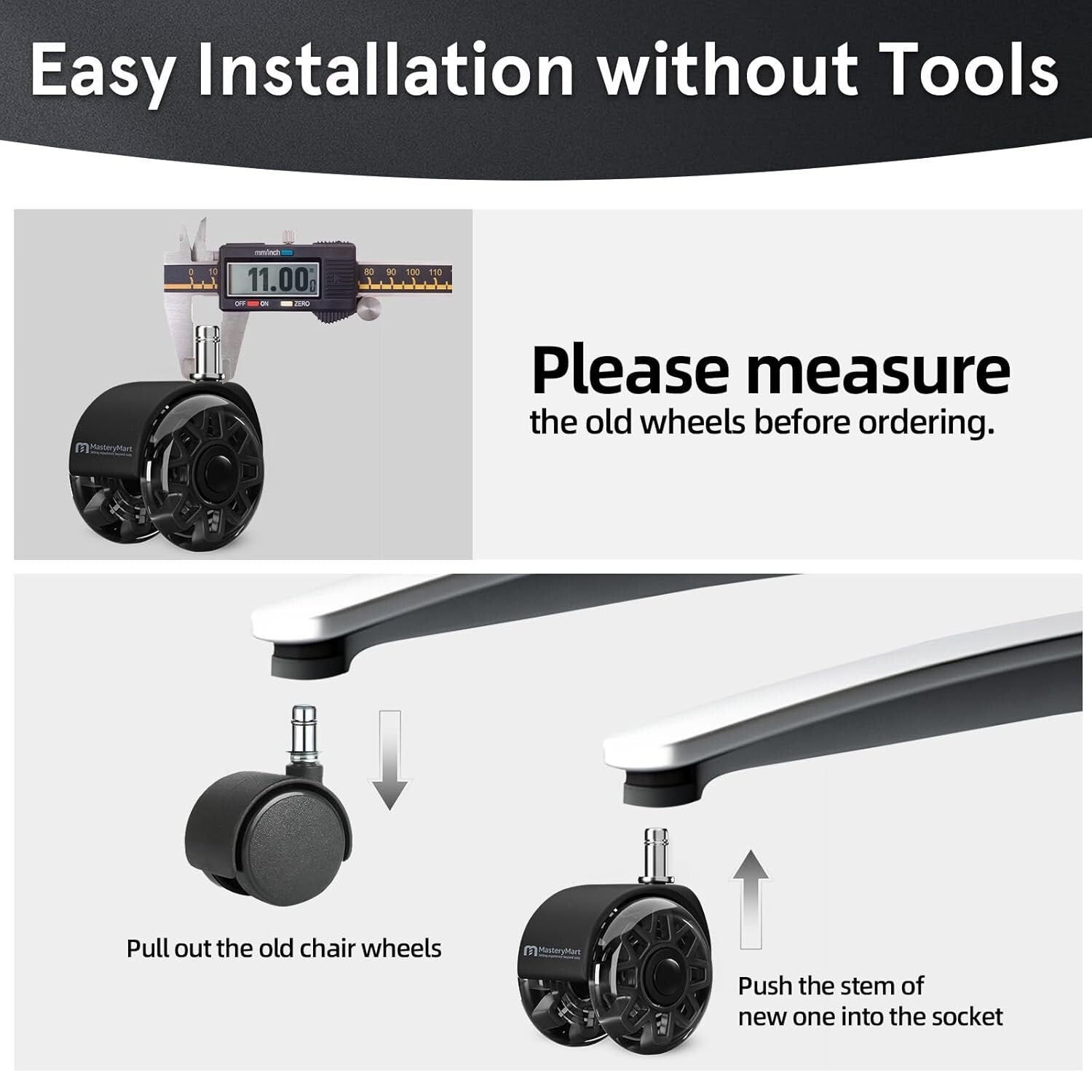 Durable 2.5-Inch Caster Wheels for Office Chairs – Straightforward Install
