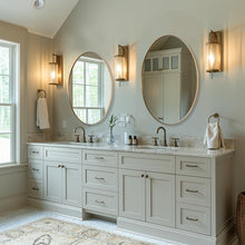 Load image into Gallery viewer, Brushed Gold Oval Mirror - Elegant 22x30'' Stainless Steel Bath Wall Mount