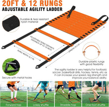 Load image into Gallery viewer, 20ft Agility Ladder Set with Adjustable Hurdles &amp; Jump Rope for All Levels