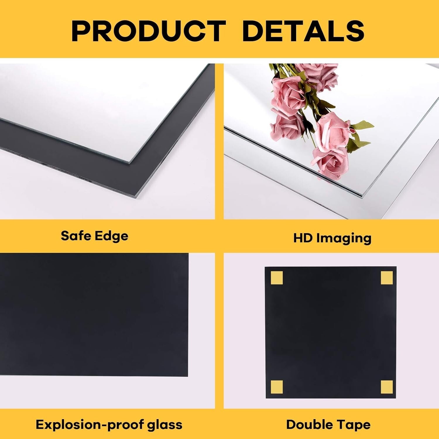 Full Body 16-Pack Frameless Mirrors - Perfect for Home Gyms and Craft Decor