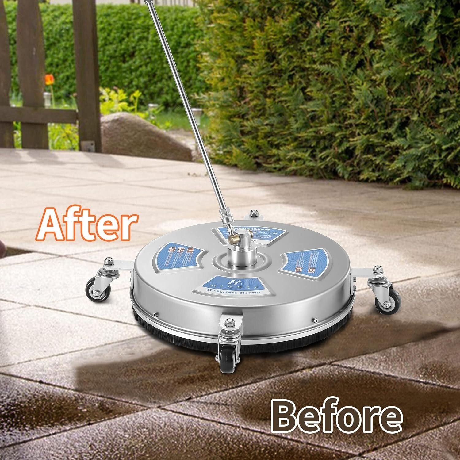 17'' Surface Pressure Washer Cleaner with 4 Wheels & High Flow Rate for Decks