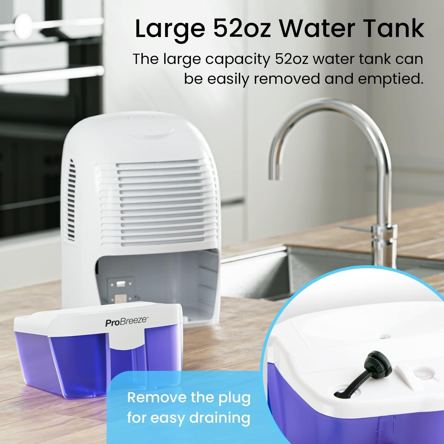 Energy-Efficient Portable Dehumidifier with Auto Shut-off – 52 Oz Tank Capacity