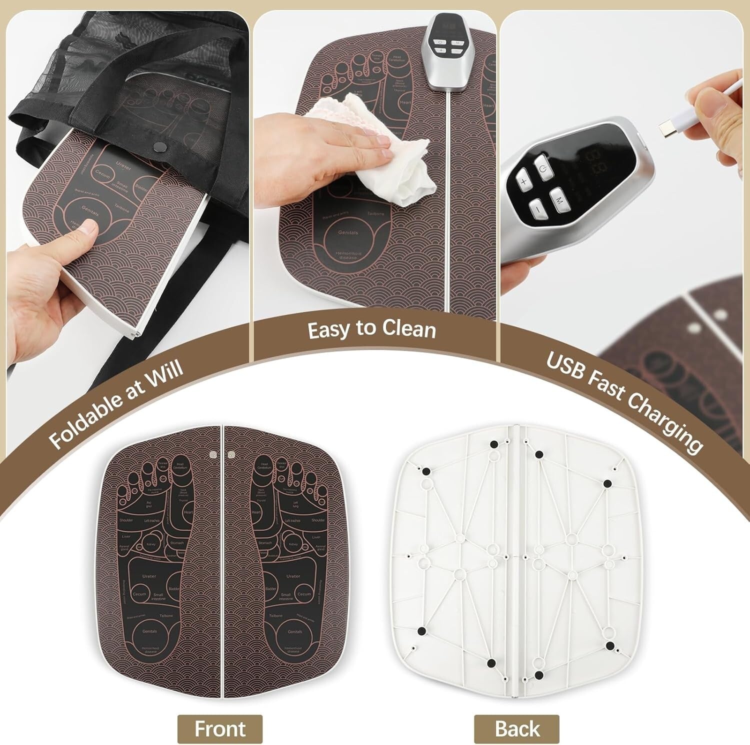 8-Modes Foot Massager Mat for Pain Relief & Muscle Relaxation, USB Rechargeable