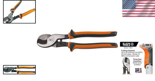 1000V Rated Electric Cable Cutter with Precision Shearing Action - Orange/Black