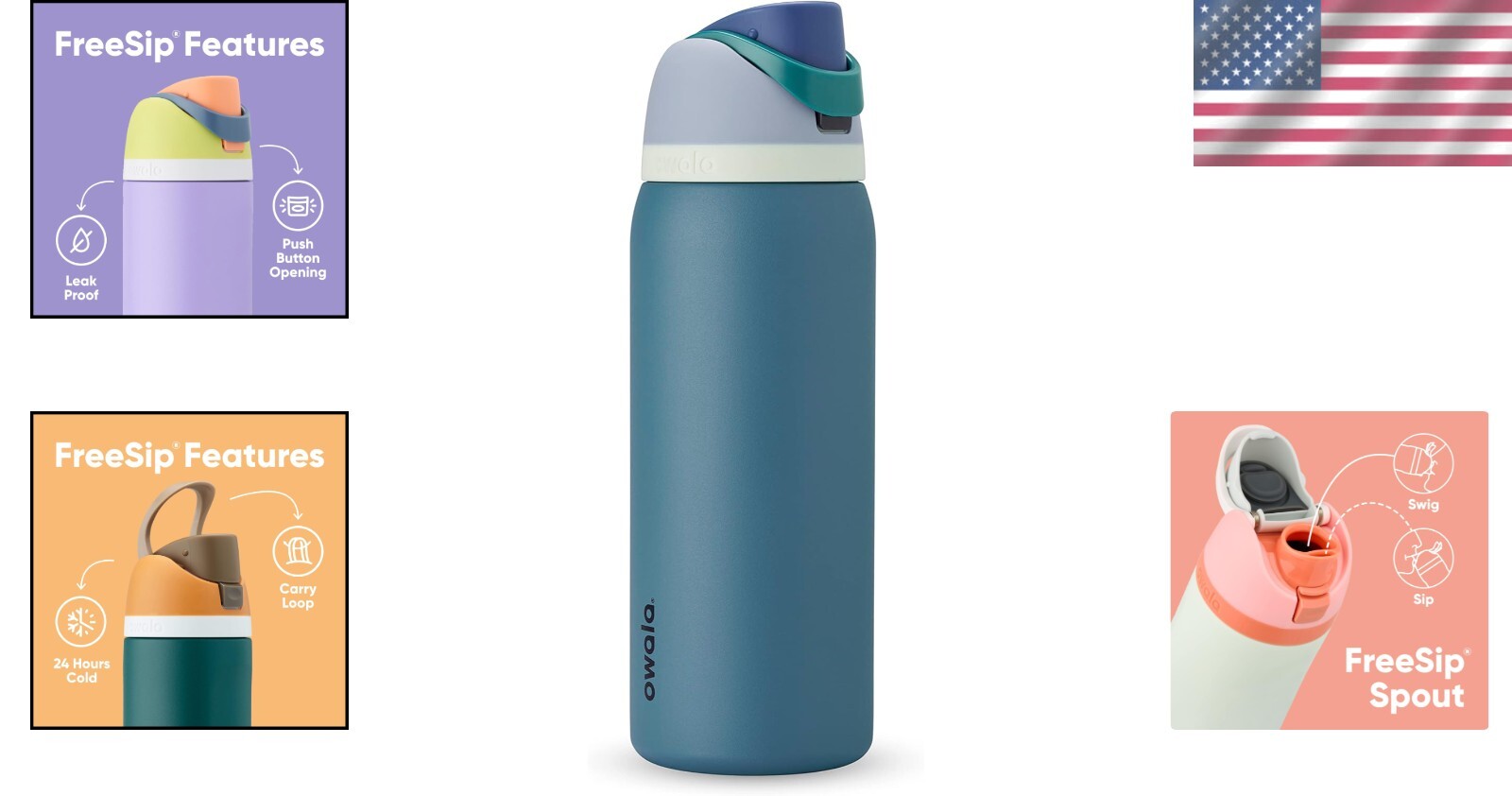 40oz Denim Insulated Stainless Steel Water Bottle with FreeSip Straw & Lid
