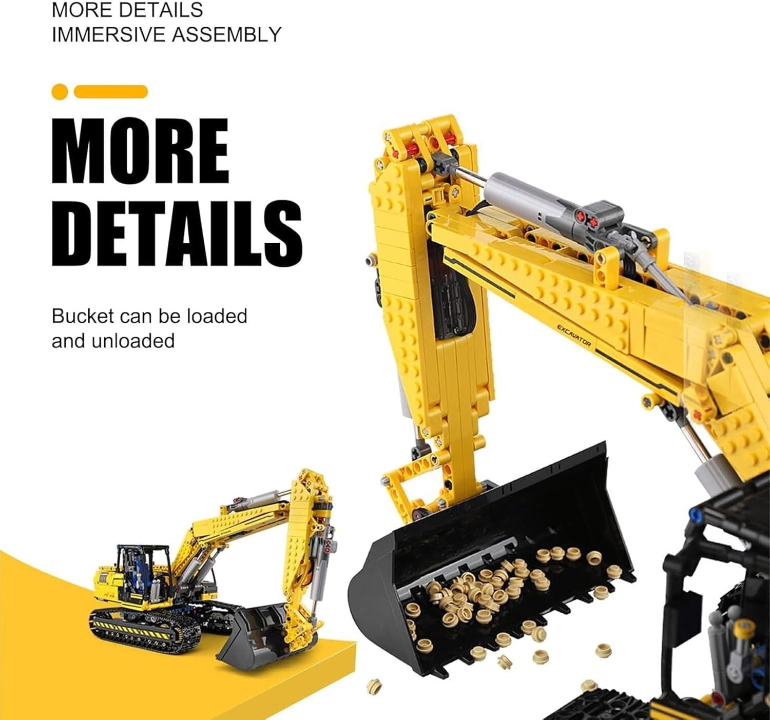 Kids' Remote Control Excavator - 1830 Pieces Building Set for STEM Learning