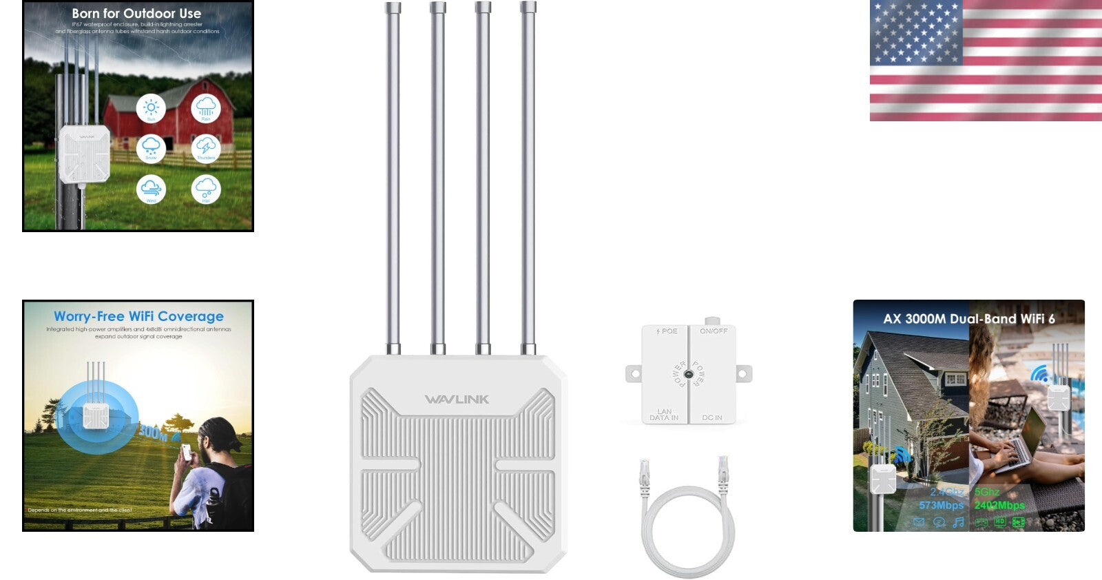 Durable AX3000 Outdoor WiFi 6 Extender - Seamless Roaming & Mesh Compatibility