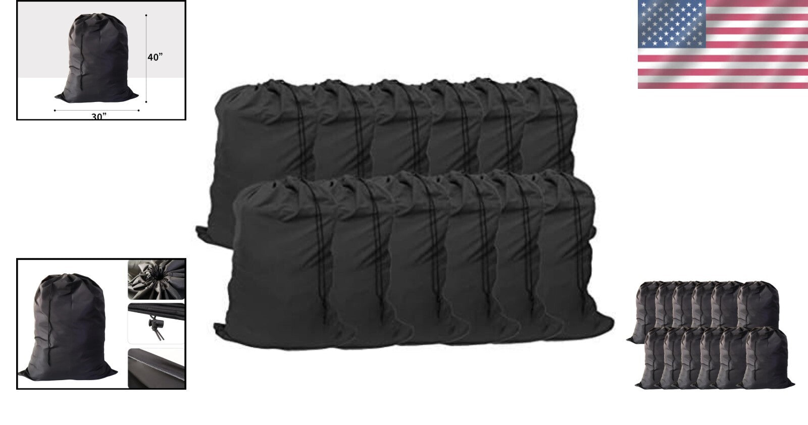 Foldable Travel Laundry Bags - 30"x40" Portable Pack of 12 for Easy Organization
