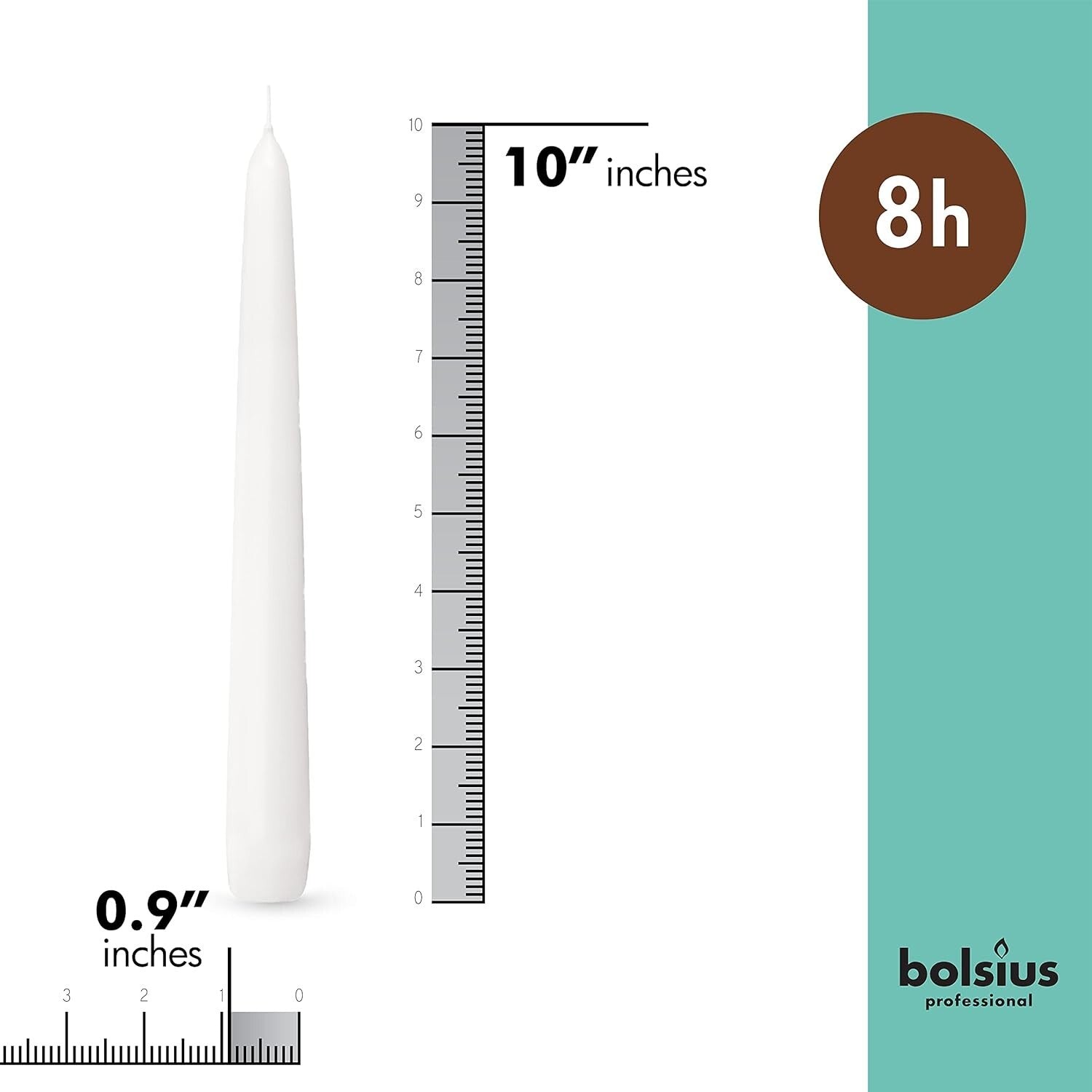 Elegant 60-Pack 10-Inch Long-Lasting Smokeless White Taper Candles - 8 Hour Burn