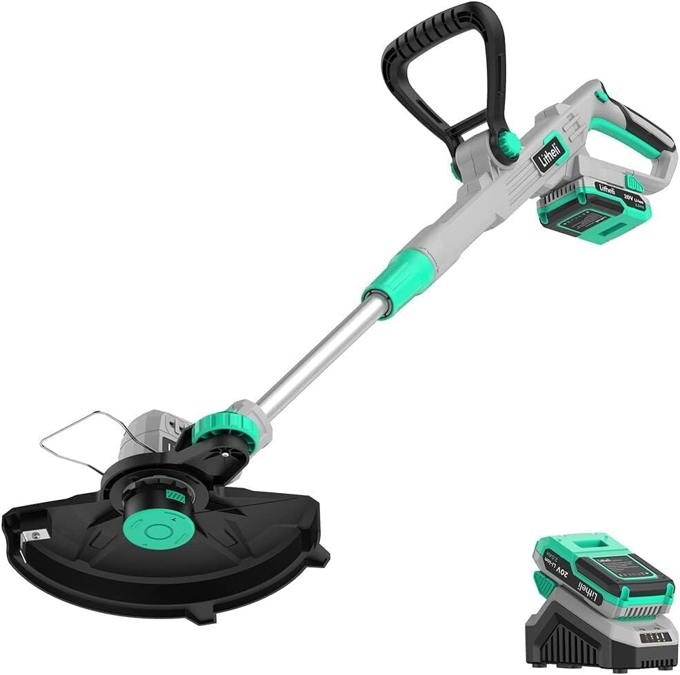 Ergonomic 20V Cordless String Trimmer with 12 Inch Cutting Width & 2.0Ah Battery