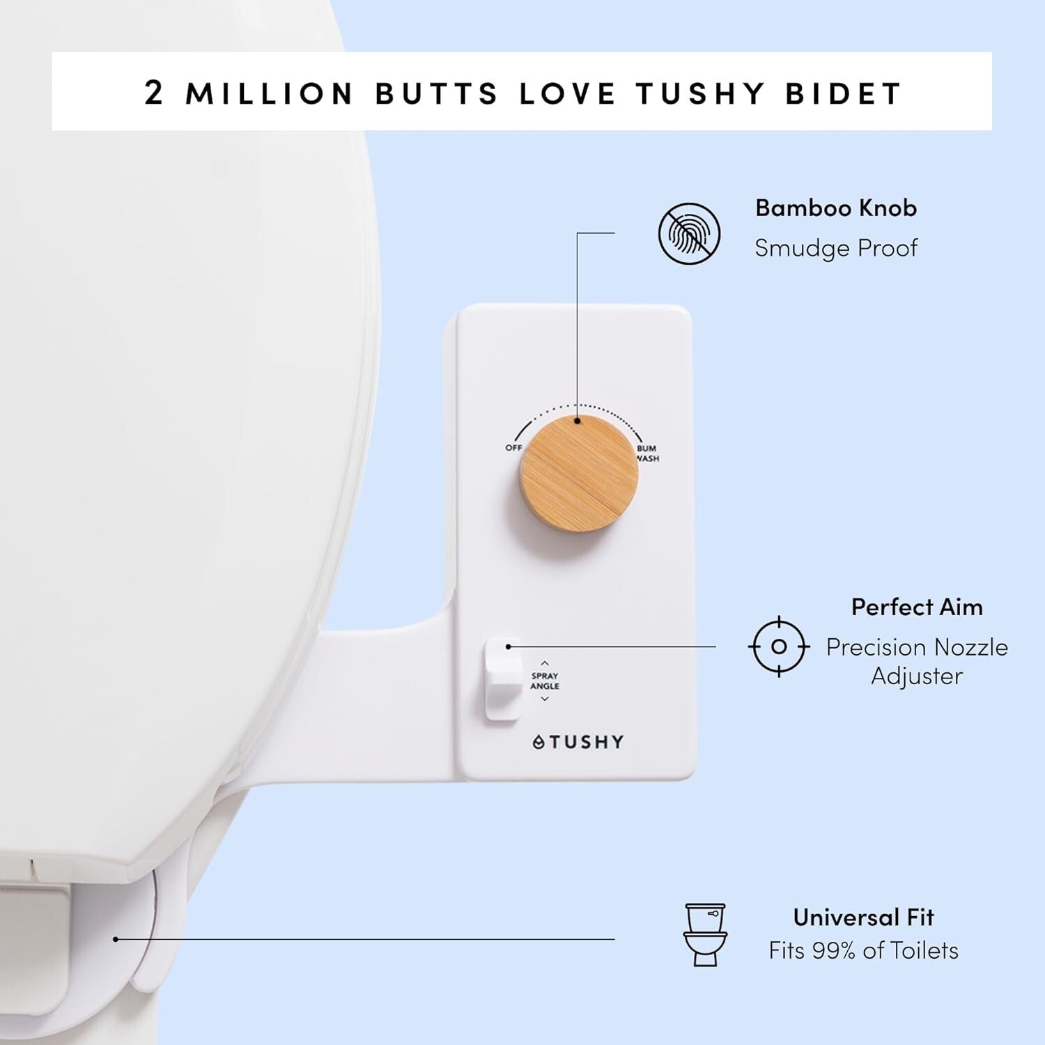 Eco-Friendly Non-Electric Bidet Toilet Seat Attachment with Adjustable Nozzle