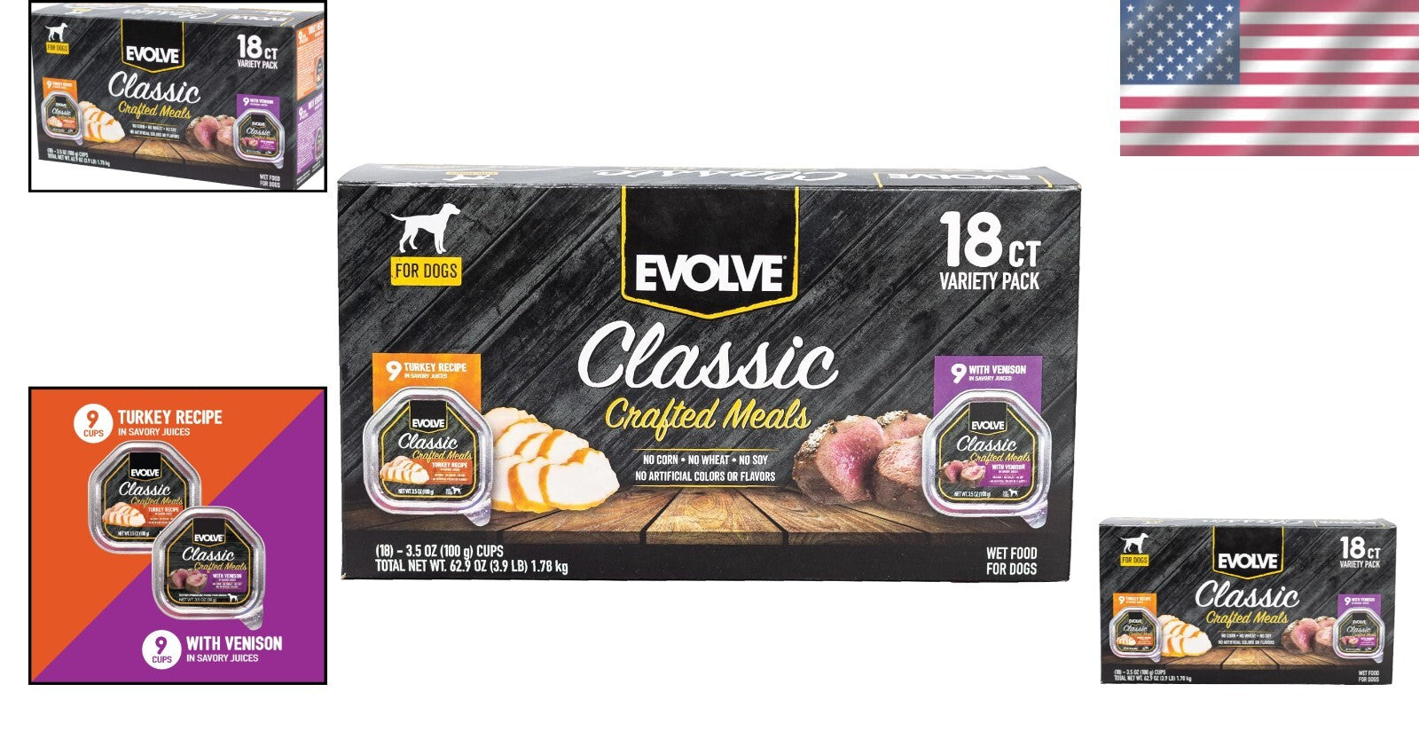 Mouthwatering Turkey and Venison Dog Food Variety Pack - 18 Trays, 3.5 oz Each