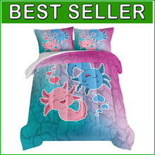 Load image into Gallery viewer, Kawaii Axolotl Queen Bedding Set - Adorable Microfiber Comforter &amp; Pillowcases