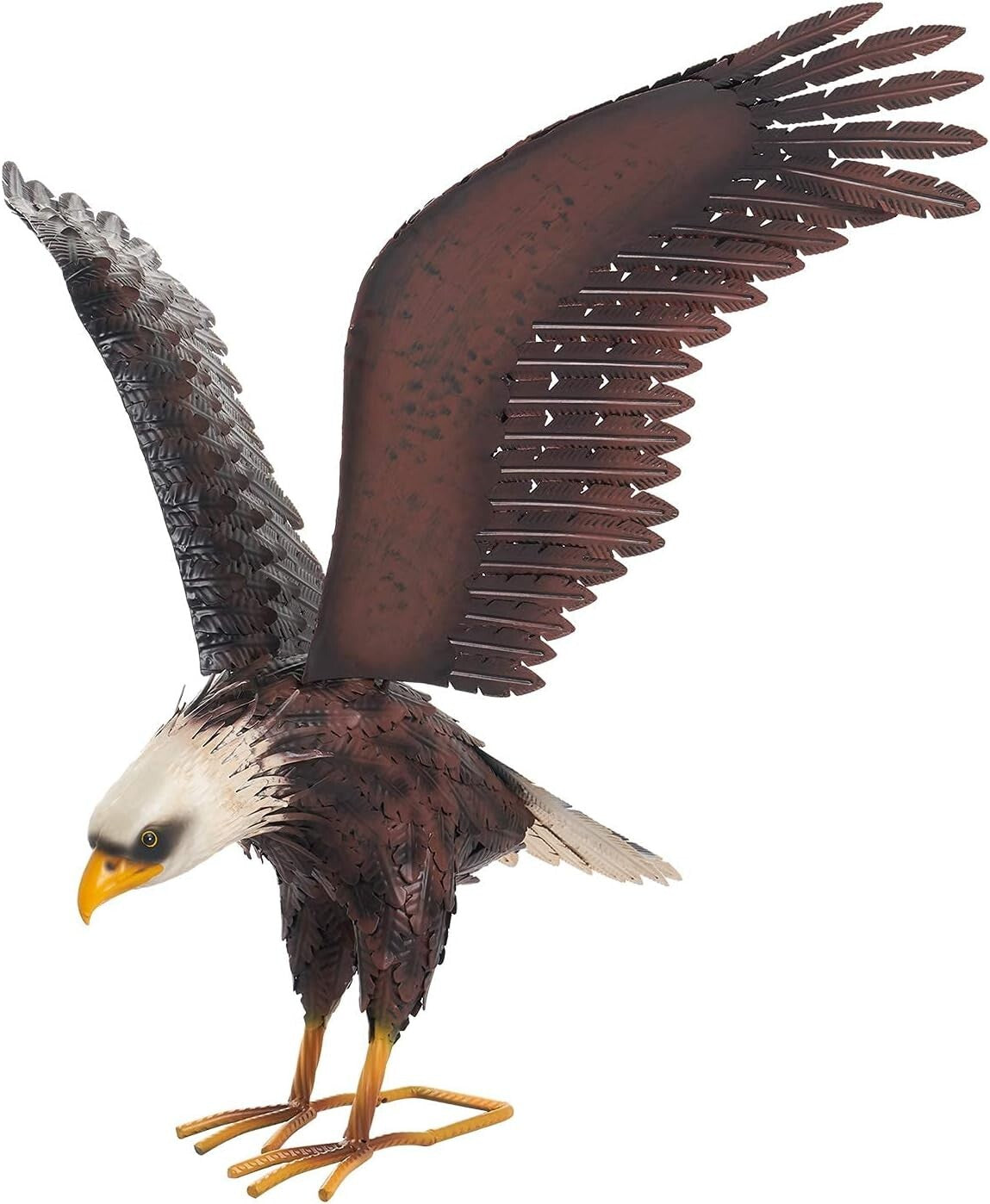 Elegant Freestanding Outdoor Eagle Statue - Stunning Metal Art for Lawn Displays