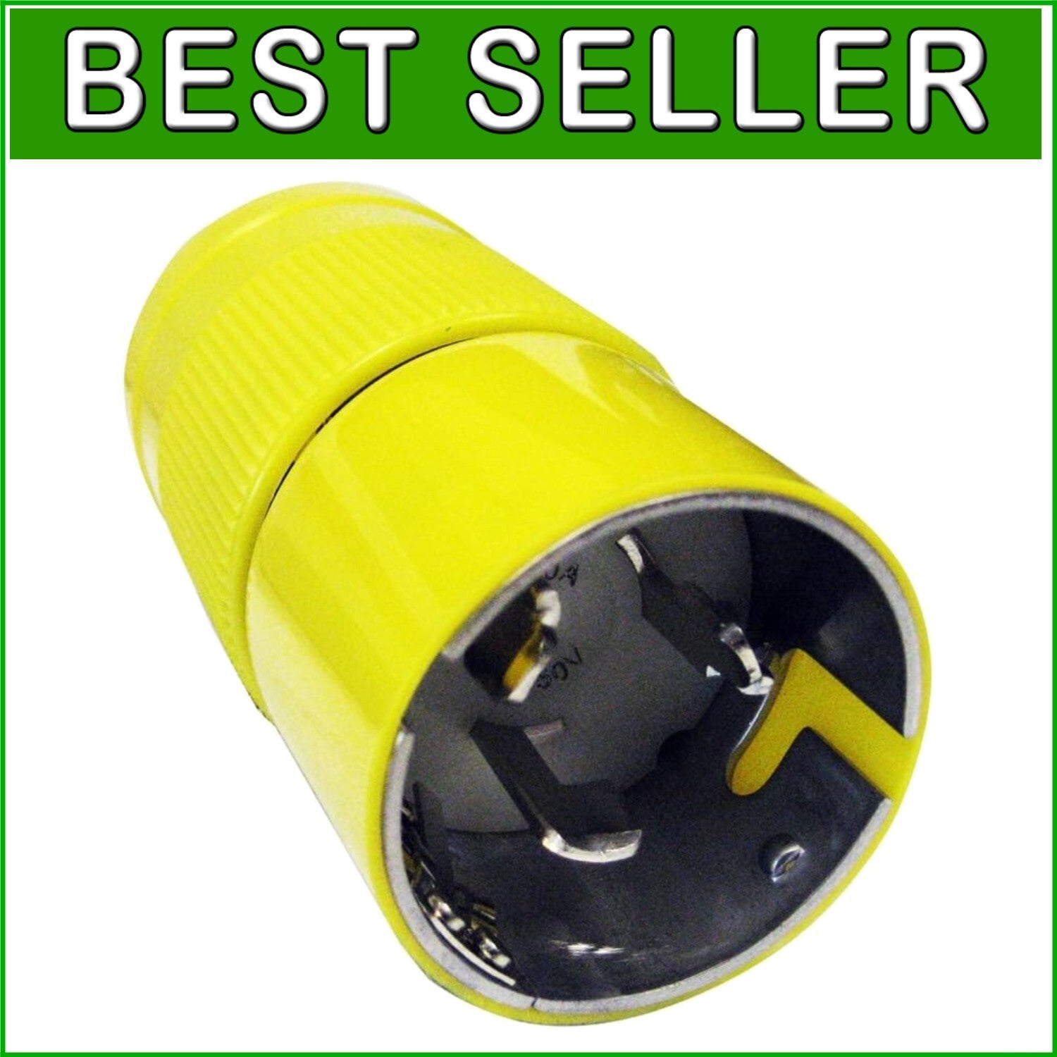 Durable Yellow 50A Locking Plug with Ribbed Grip for Marine Power Supply