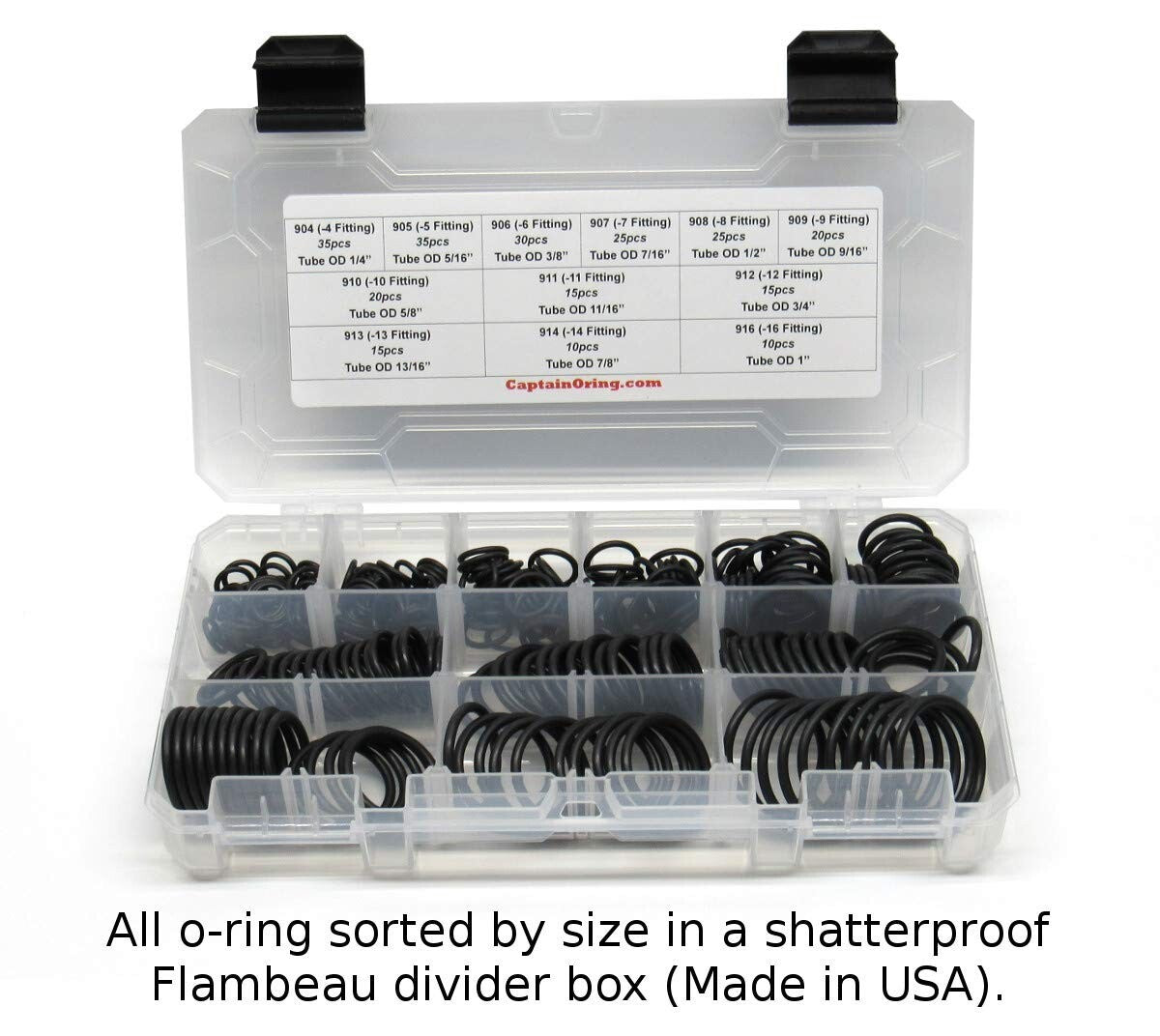 Hydraulic O-Ring Seal Kit - 12 Sizes, 255 Buna-N O-Rings for Leak Prevention