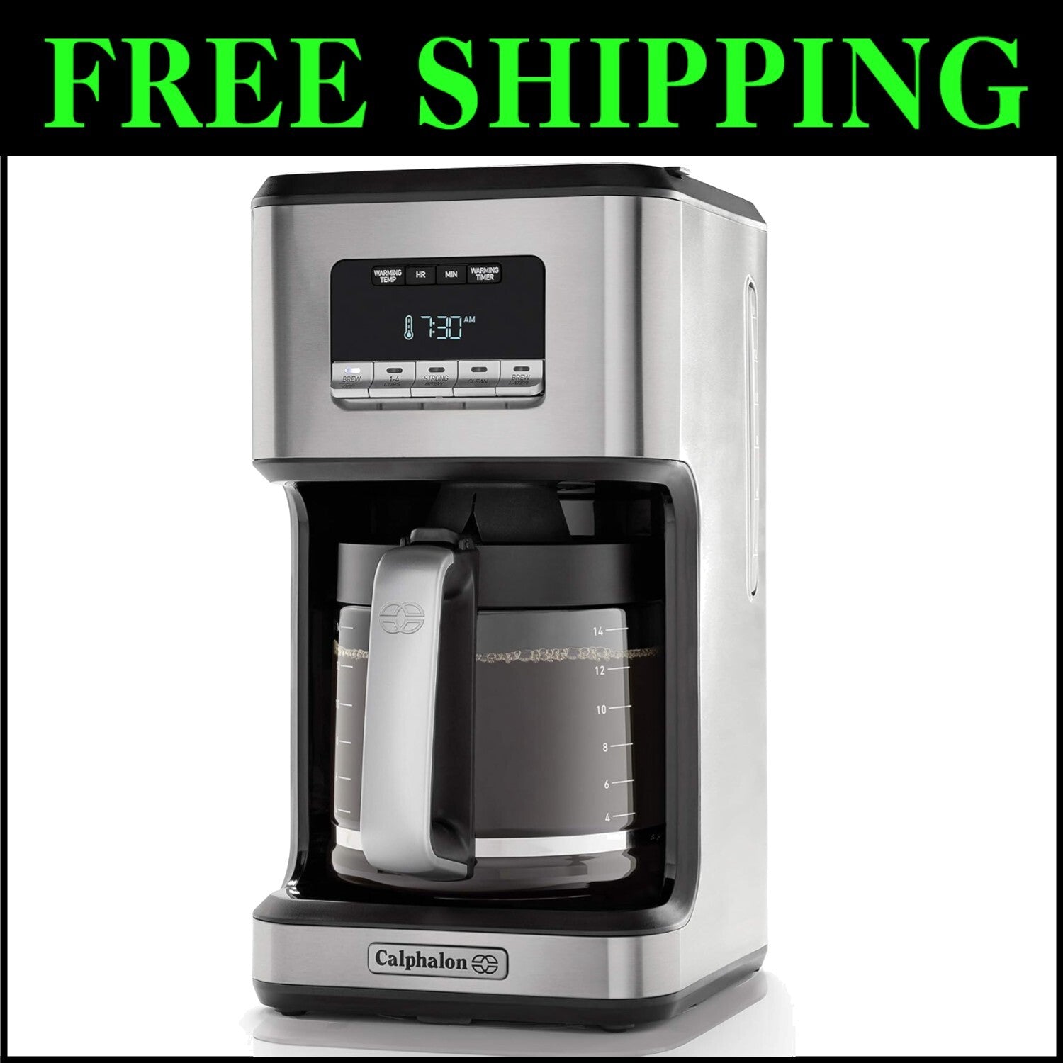 Advanced 14-Cup Drip Coffee Maker with Programmable Settings & Strong Brew