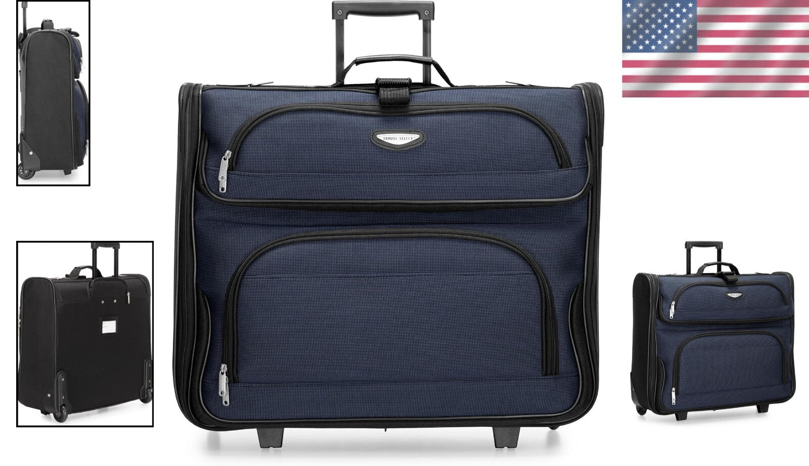 Premium Expandable Travel Luggage - Amsterdam Collection, Navy Color, 23-Inch