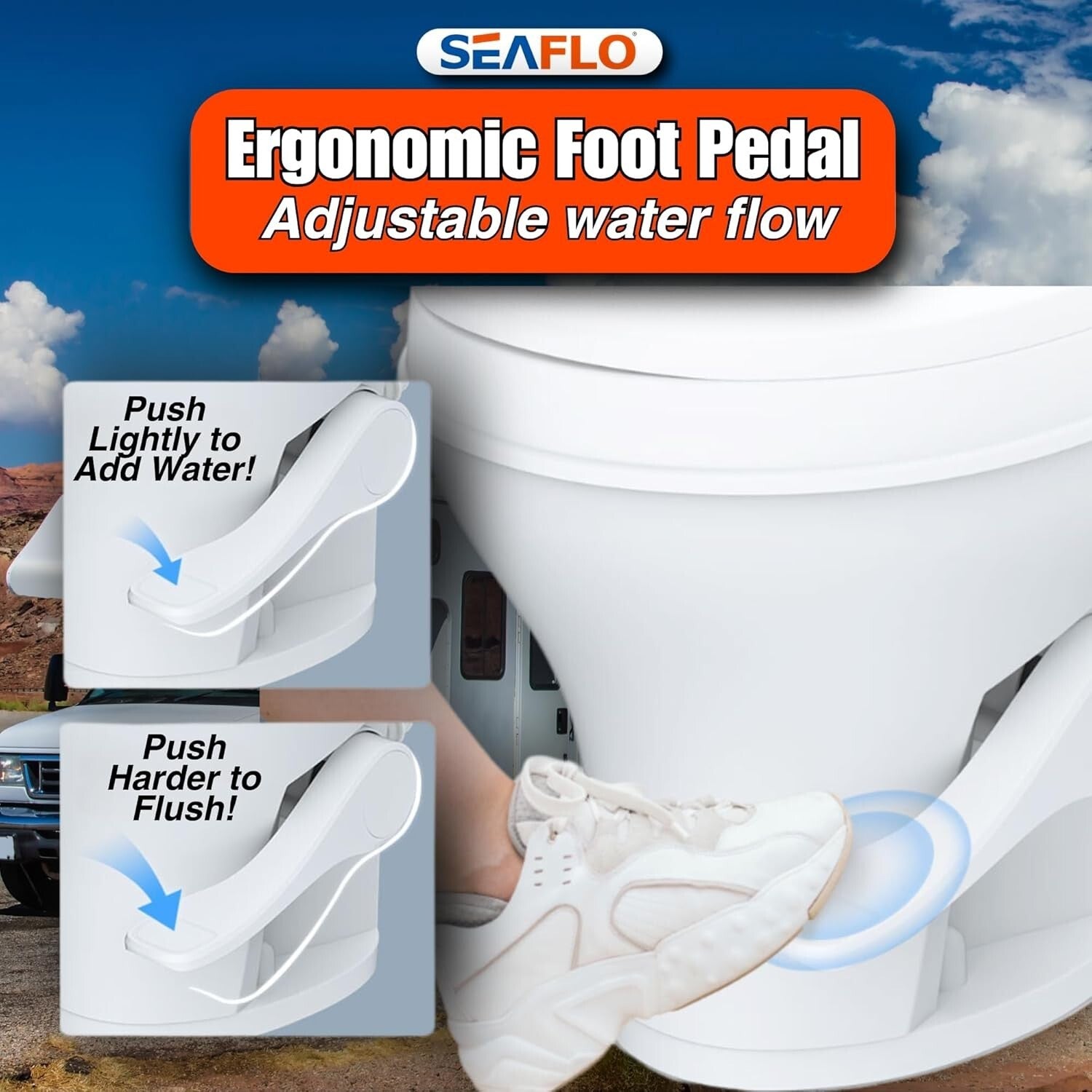 Durable 18.5” Gravity Flush Toilet for RVs with Quick Installation Features