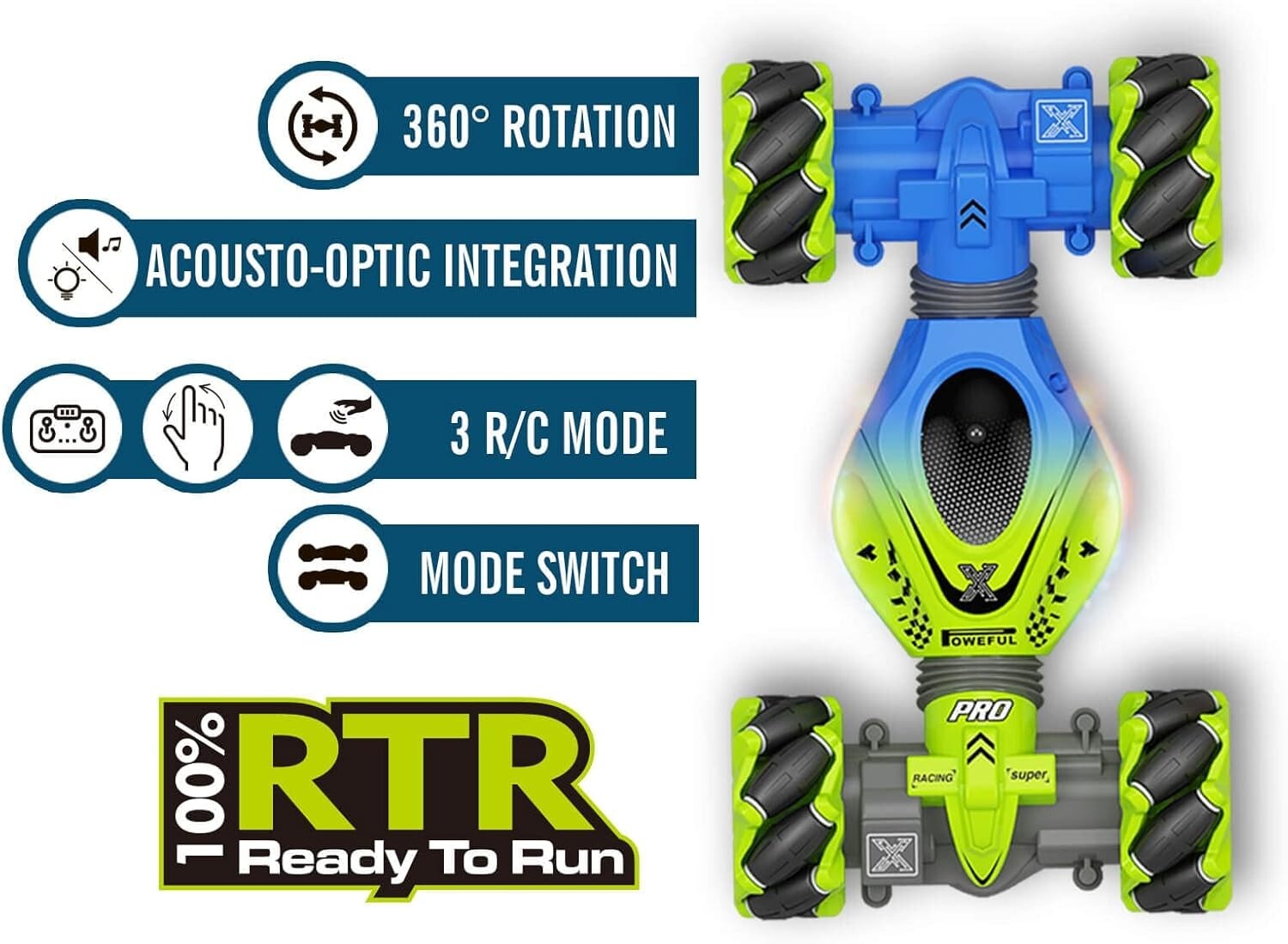 2.4GHz Gesture Sensing RC Stunt Car - 360° Rotation & Lights for Boys/Girls