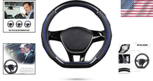Load image into Gallery viewer, Elegant Black &amp; Blue D-Shape Steering Wheel Cover - Premium Carbon Fiber Design