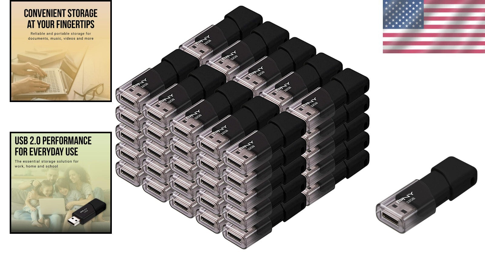 Bulk 50 Pack of 32GB USB 2.0 Flash Drives - Durable & Lightweight Design