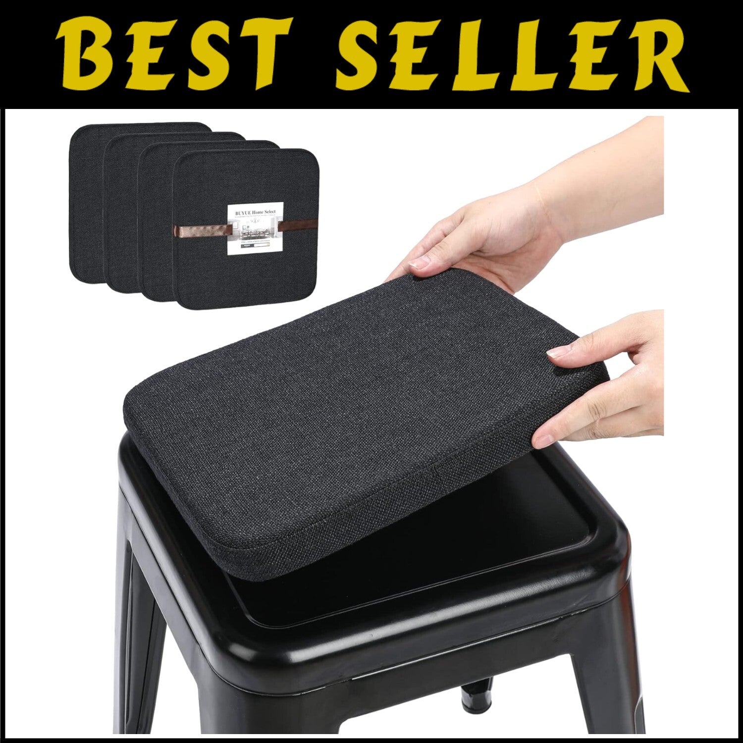 Comfortable Anti-Slip Linen Bar Stool Cushions – 4 Count for Bistro Elegance