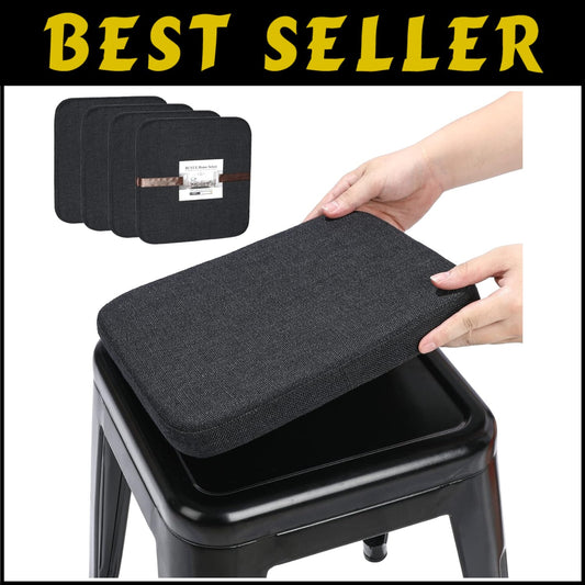 Comfortable Anti-Slip Linen Bar Stool Cushions – 4 Count for Bistro Elegance