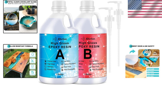 Durable Crystal Clear Epoxy Resin Kit - Ideal for Wood Coating & Art Projects