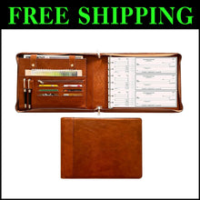 Load image into Gallery viewer, Elegant 7-Ring Check Binder Portfolio in Genuine Buffalo Leather - 600 Checks