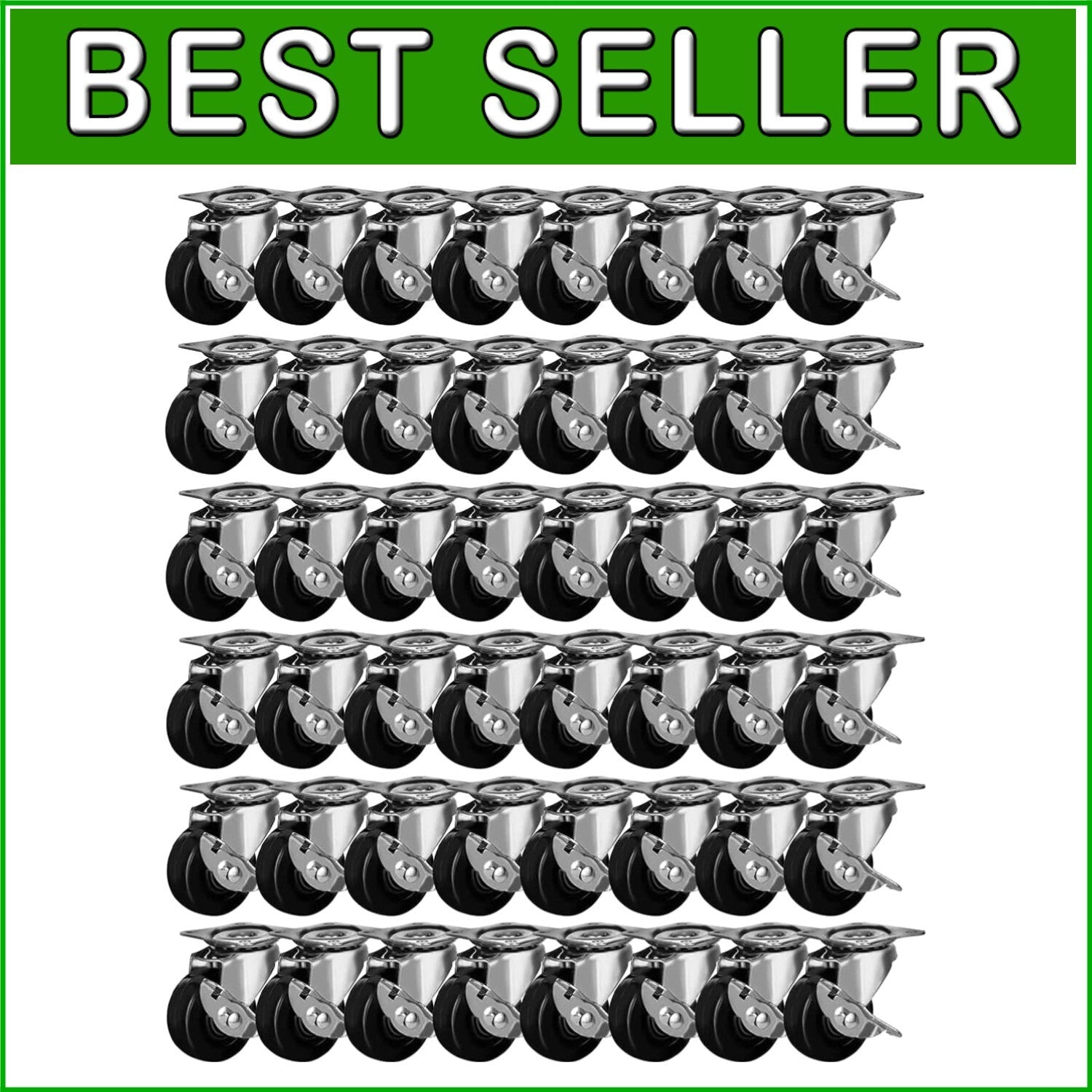 Durable 2" Swivel Casters with Brake - Ultimate Mobility Solution 48 Pcs