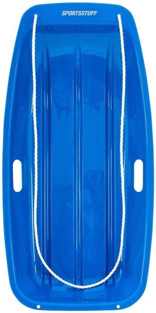 SportStuff Classic Snow Toboggan for Kids - 1-Person Plastic Sled in Blue