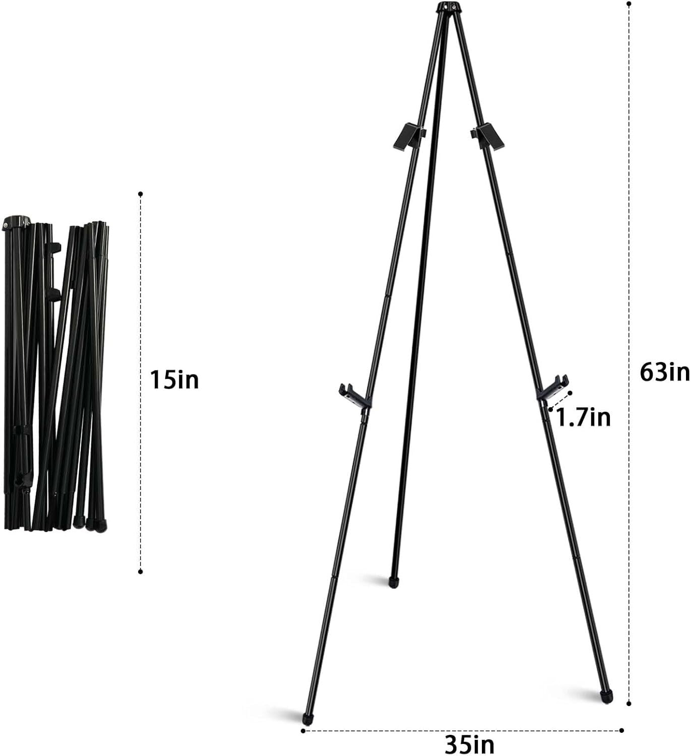 6 Pack Folding Easels for Stylish Displays - Portable & Adjustable to 66-Inch