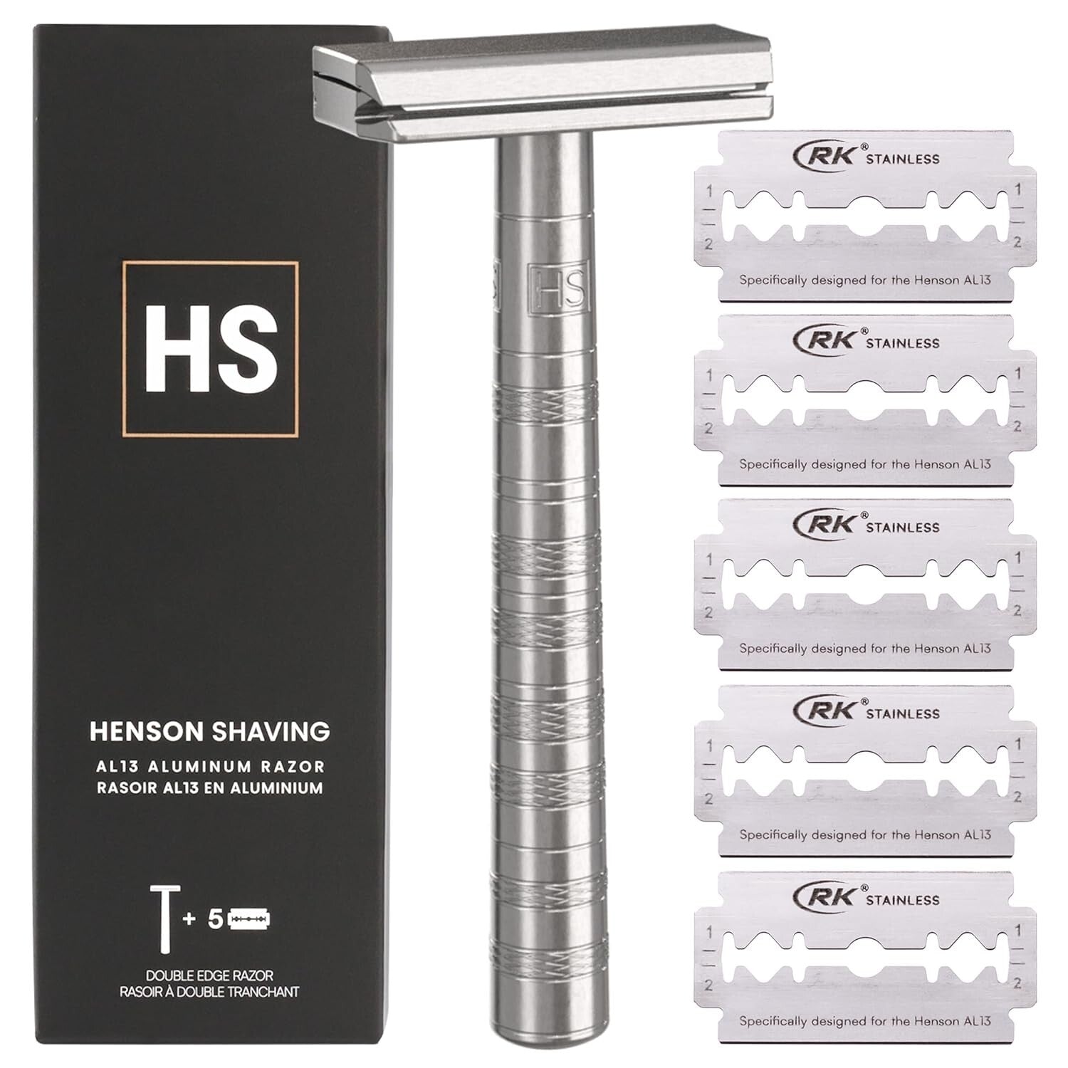 Henson Precision Double Edge Razor with 5 Spare Blades - Skin-Friendly Shaving