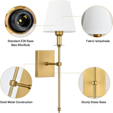 Load image into Gallery viewer, Modern Classic Indoor Wall Sconces Set of 2 - Flared Fabric Shade Design