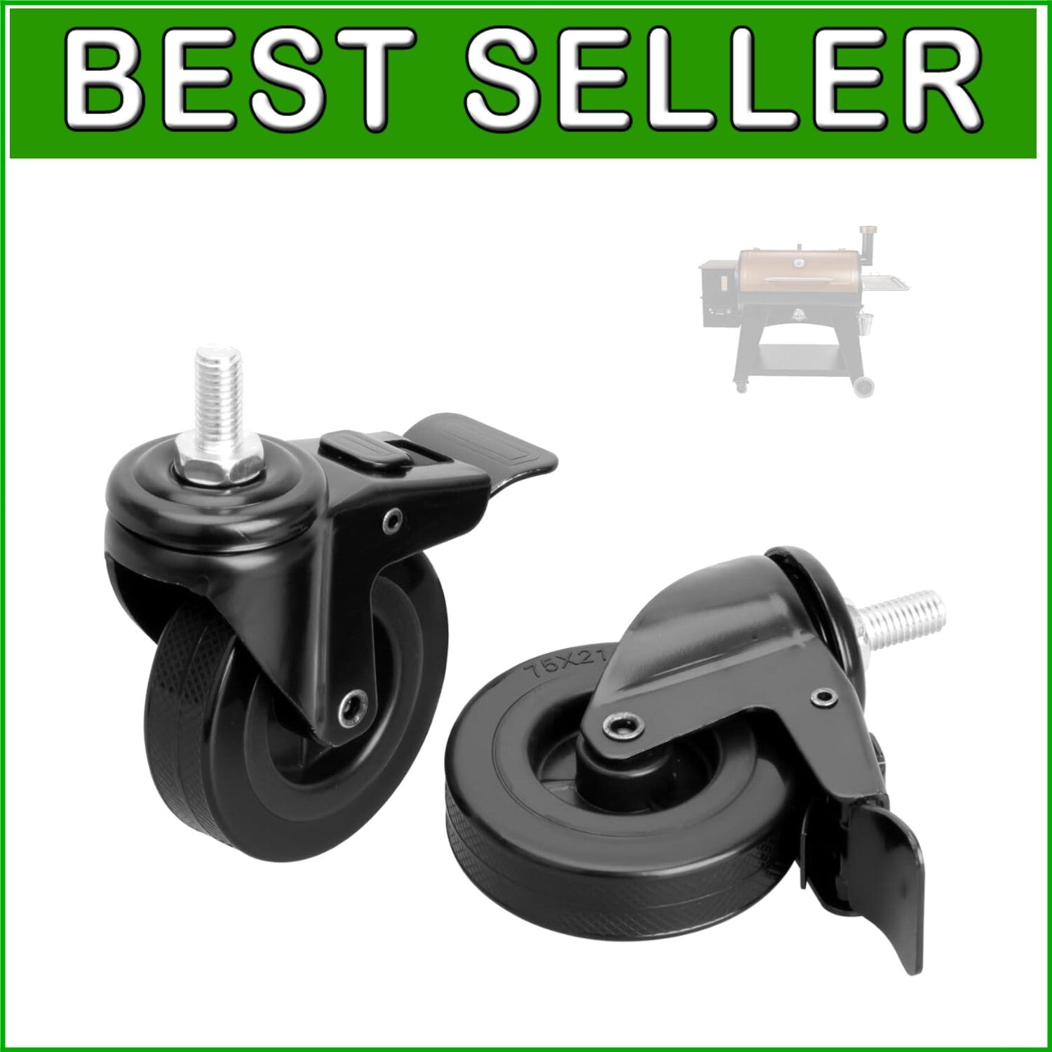 2-Pack 3" Locking Caster Wheels for Pit Boss Pellet Grill Replacement Parts