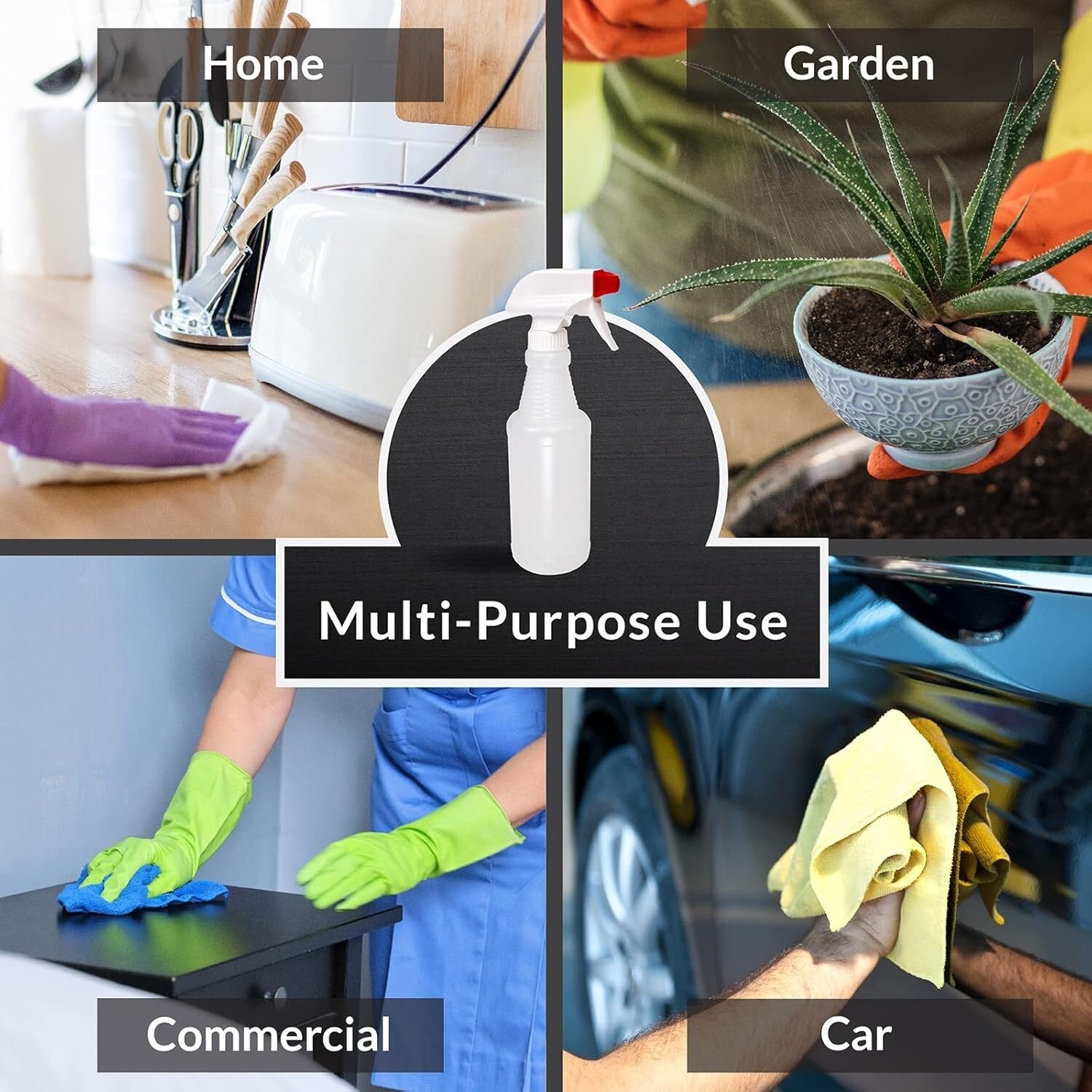 Versatile 12-Pack Leak-Proof Spray Bottles - Ideal for Cleaning, Hair, Plants