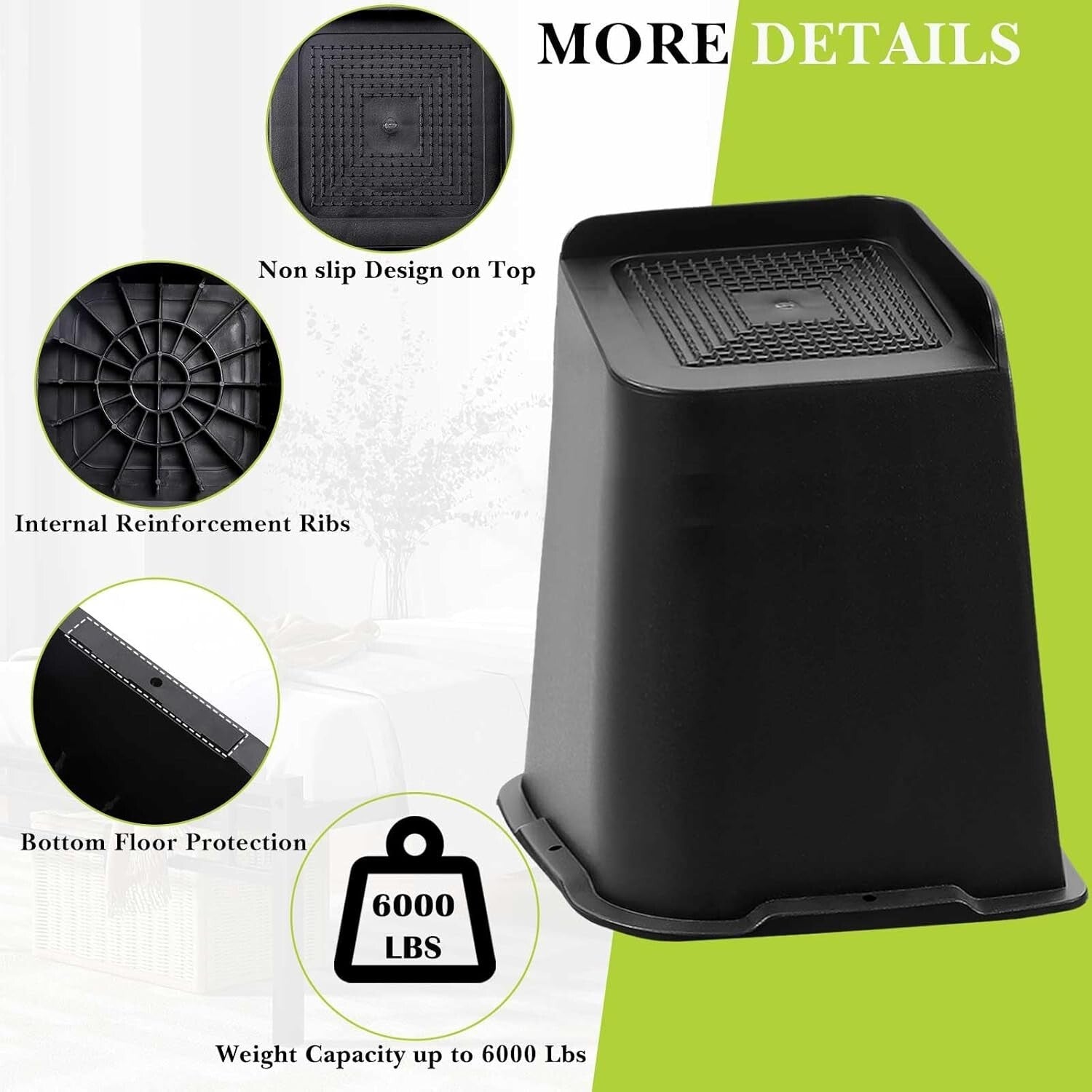 Sturdy Bed Risers 8 Inch Heavy Duty – Ideal Lift for Furniture & Storage Space