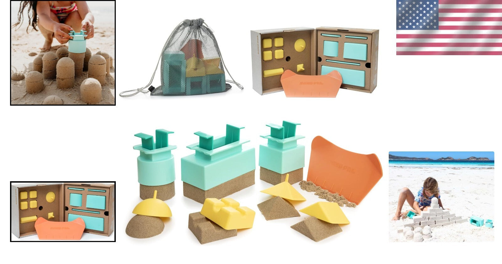 Durable Sand Castle Building Kit - 9 Travel-Friendly Molds & Toys for Kids