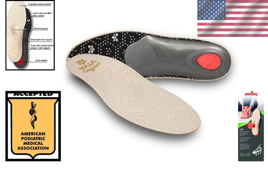 Eco-Friendly Leather Arch Support Insoles for Plantar Fasciitis Relief - Tan