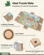 Load image into Gallery viewer, 2000-Piece Rotating Wooden Puzzle Board with 6 Drawers &amp; Lazy Susan - Portable