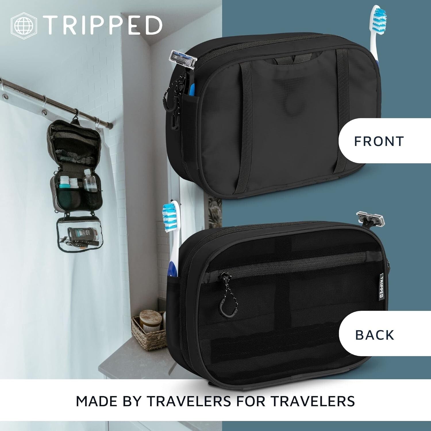 Customizable Hanging Toiletry Bag Set with Clear TSA Bags - Perfect for Travel