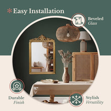 Load image into Gallery viewer, 24x36 Ornate Gold Baroque Mirror - Perfect for Bathroom or Entryway Walls