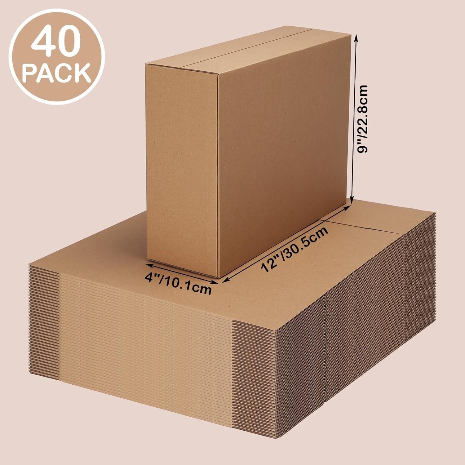 40 Pack Eco-Friendly 12x9x4 Inch Shipping Boxes for Easy Mailing & Moving