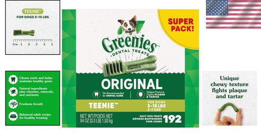 Original Teenie Dental Dog Treats, 54 oz. for Small Breeds - 192 Chewy Treats