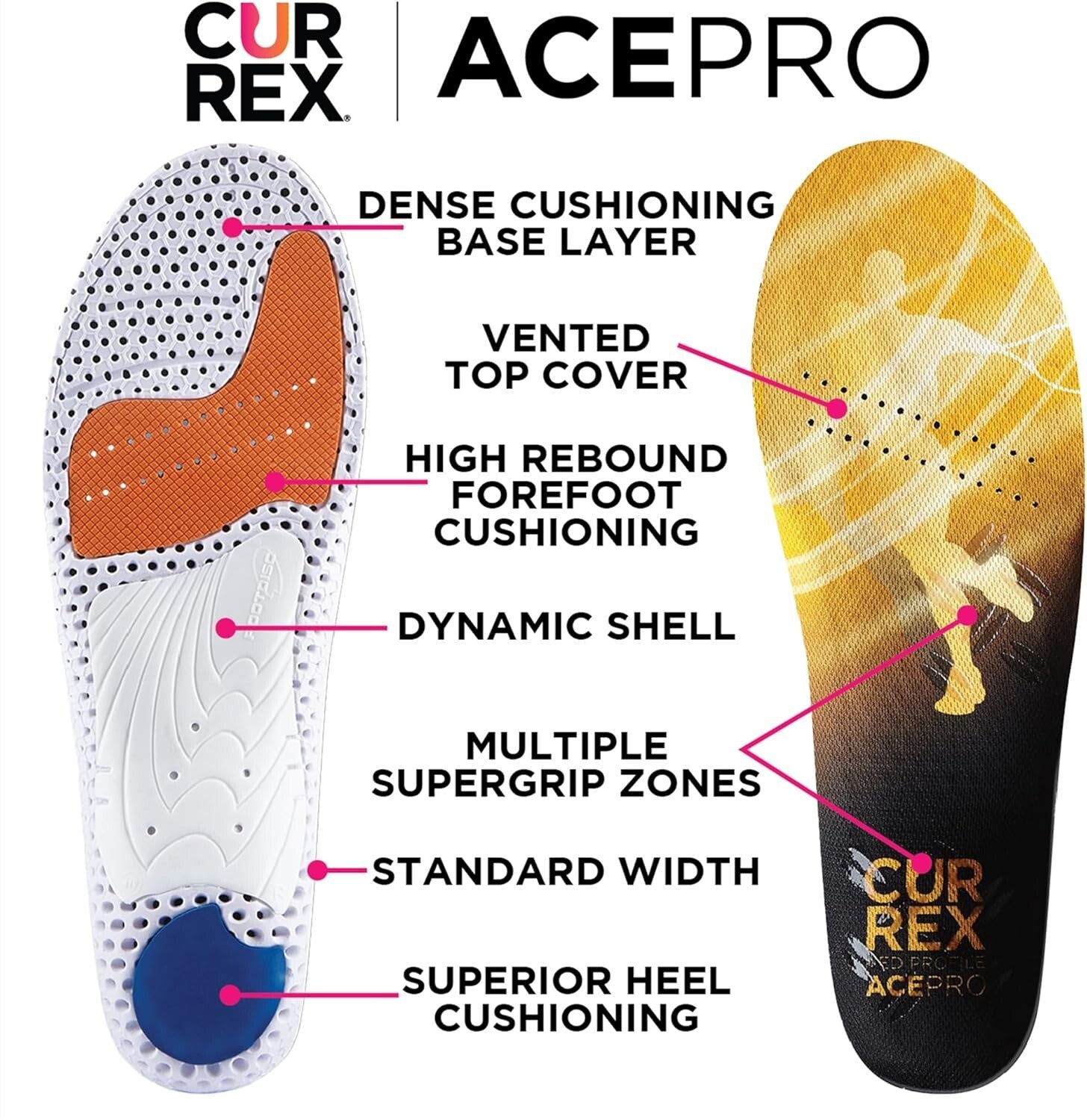 AcePro Performance Insoles - Shock-Absorbing for Tennis, Basketball & More - XL