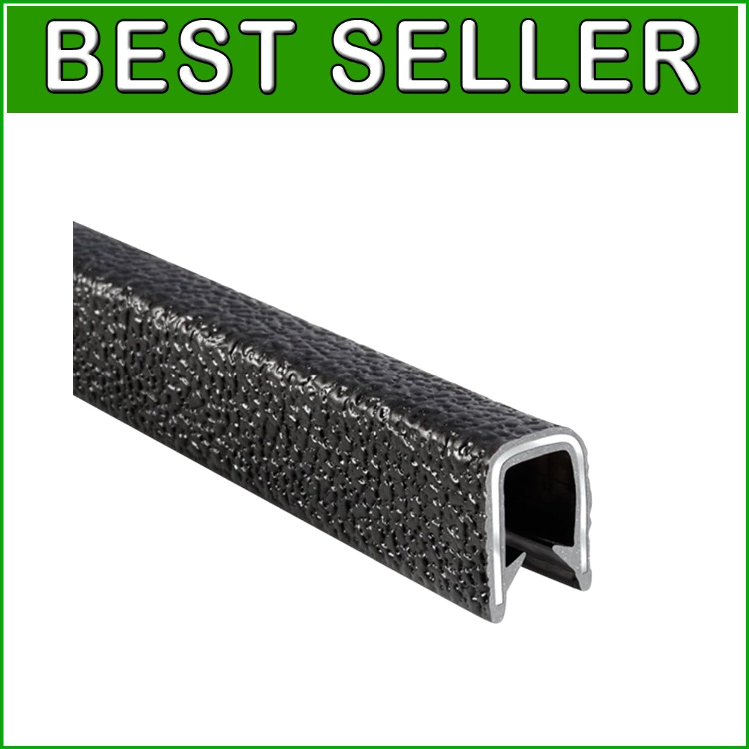 PVC Edge Protector Trim - 25ft Black with Pebble Texture, Easy Application
