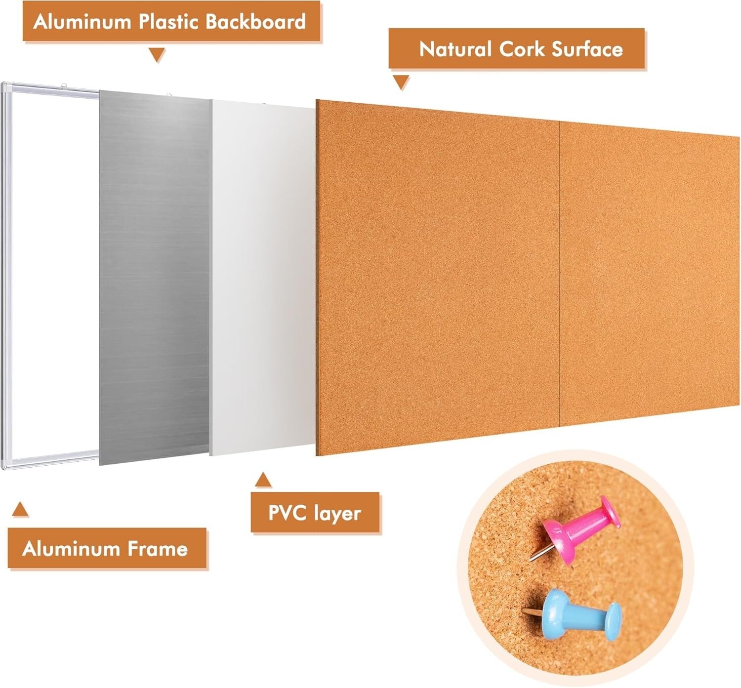 Large 72x48 in Aluminum Framed Cork Board - Foldable Office & Home Display