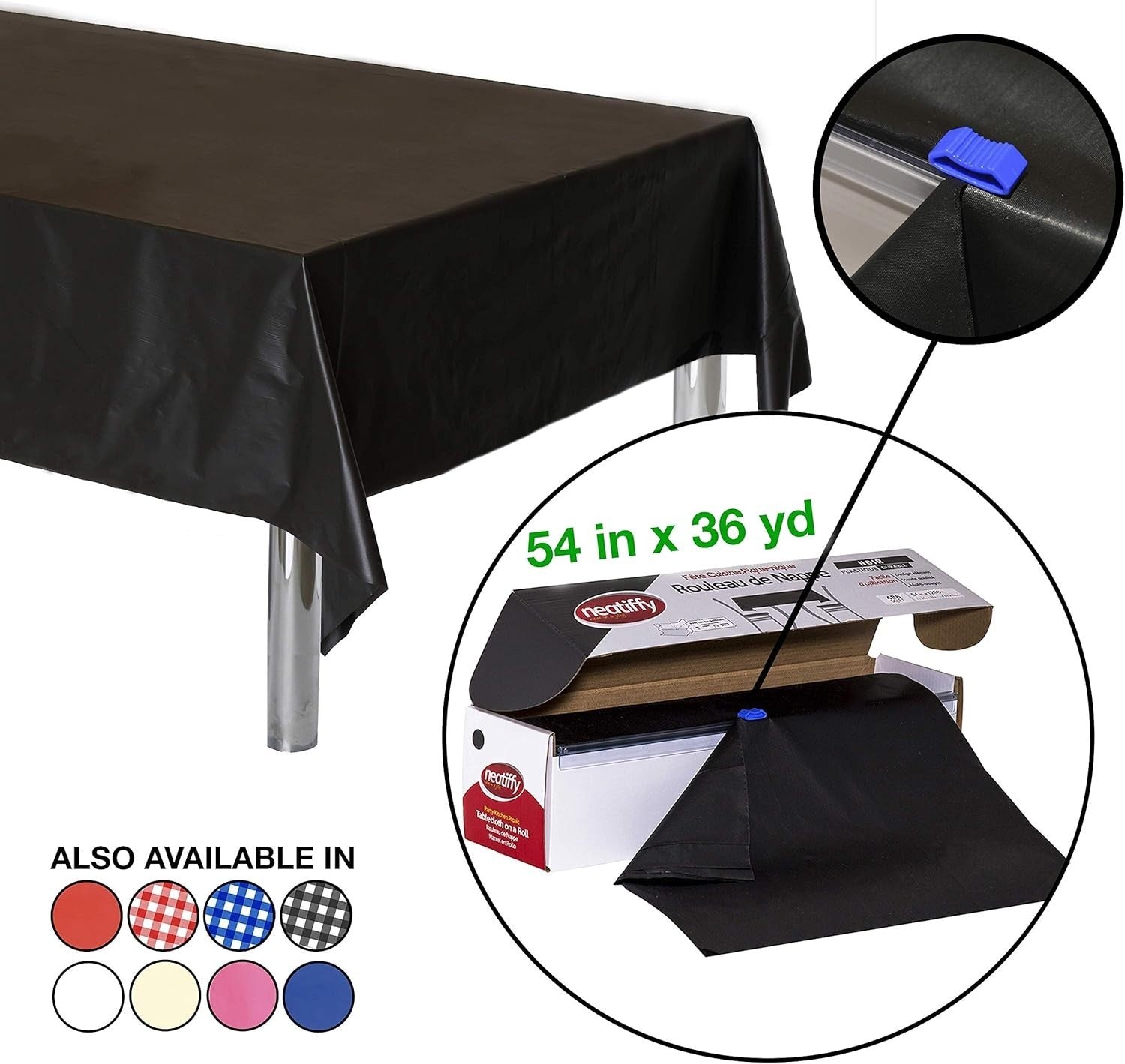 54in x 108ft Black Waterproof Disposable Tablecloth Roll for Elegant Events